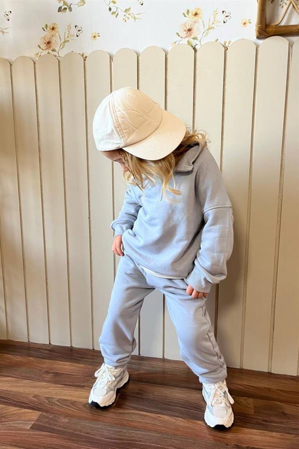 Unisex 3 İplik Dik Yaka Gri Takım
