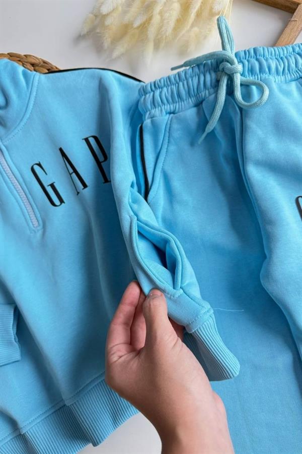 Unisex 3 İplik Dik Yaka Mavi Gap Takım