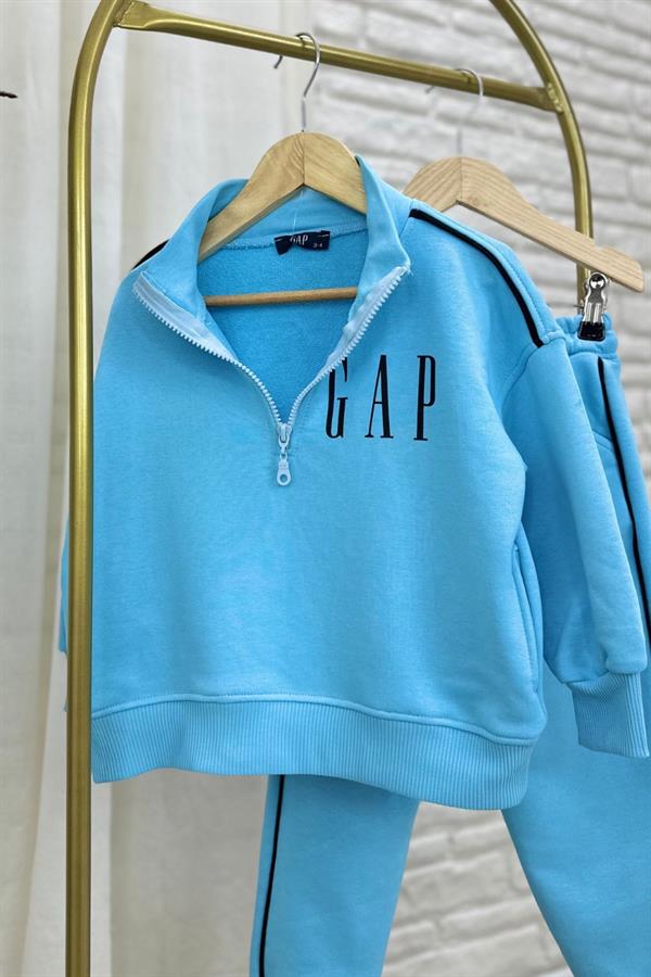 Unisex 3 İplik Dik Yaka Mavi Gap Takım