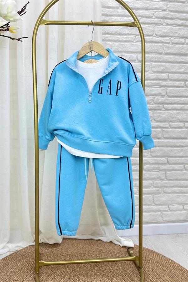 Unisex 3 İplik Dik Yaka Mavi Gap Takım