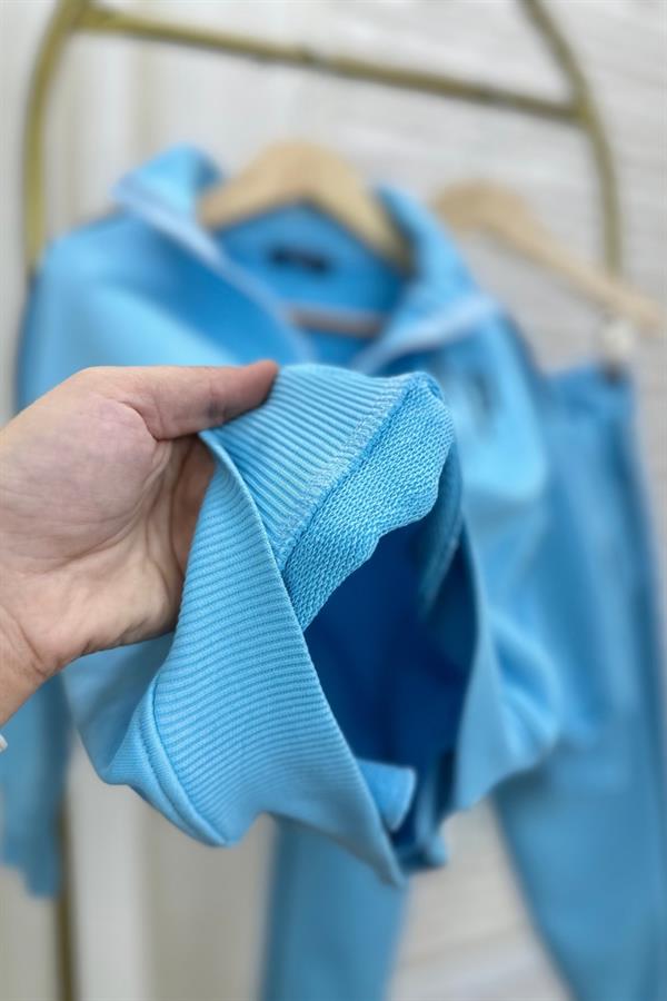 Unisex 3 İplik Dik Yaka Mavi Gap Takım