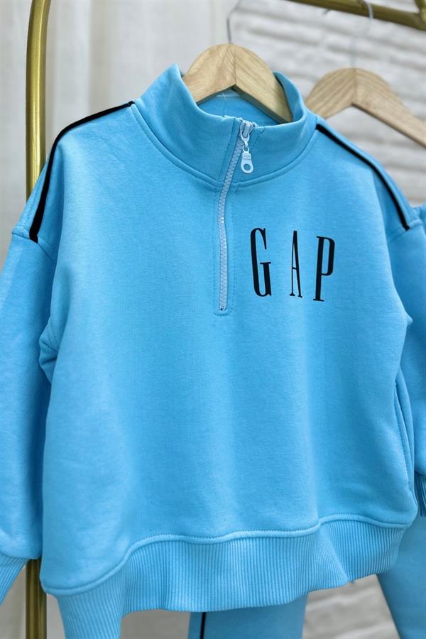 Unisex 3 İplik Dik Yaka Mavi Gap Takım