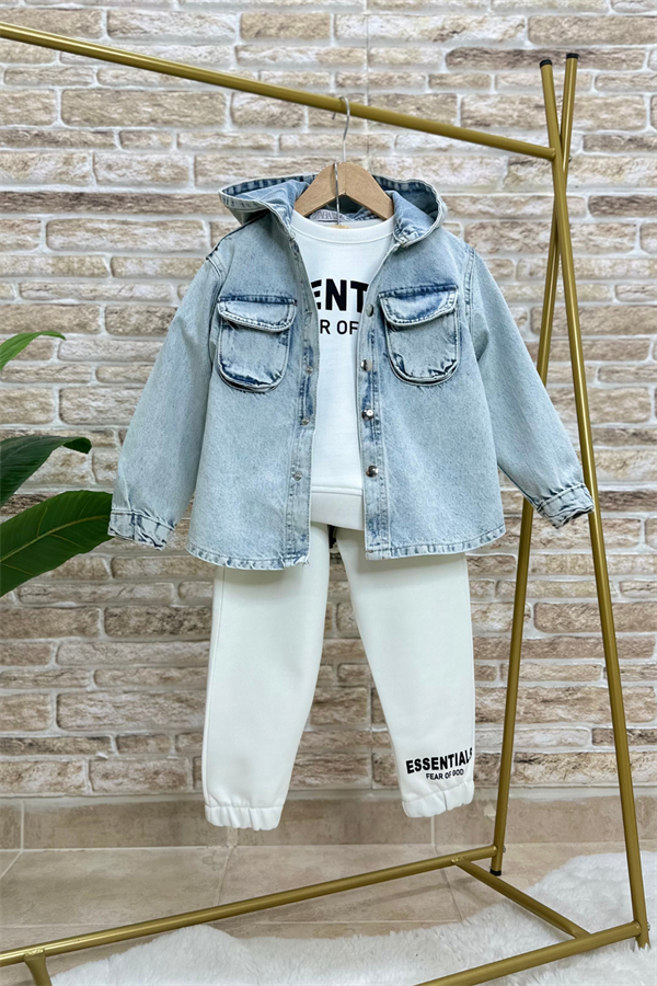 Unisex 3 İplik Essentials Beyaz Takım
