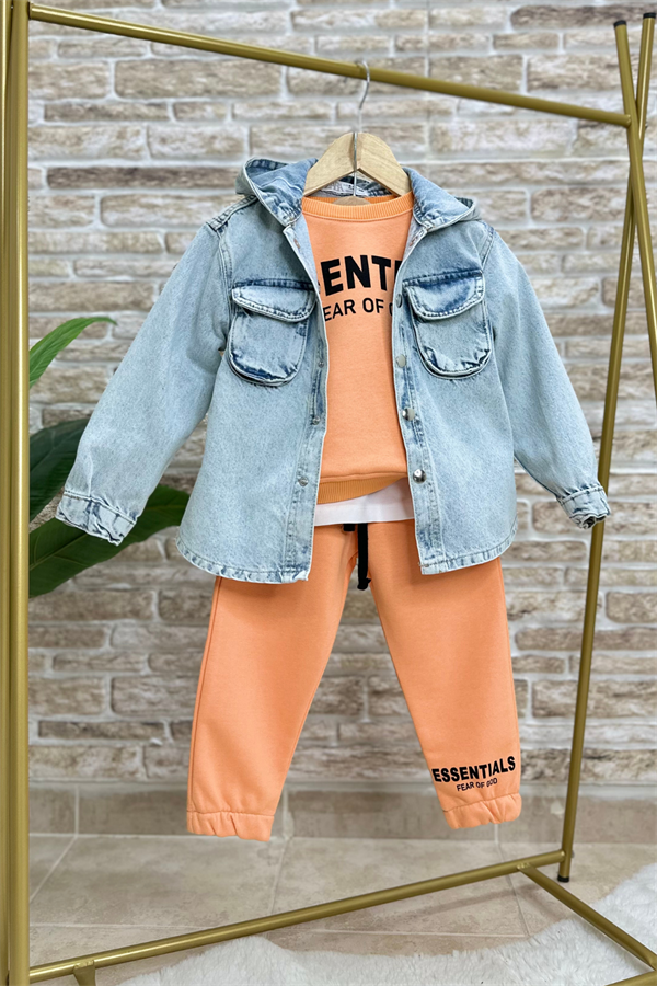 Unisex 3 İplik Essentials Somon Takım