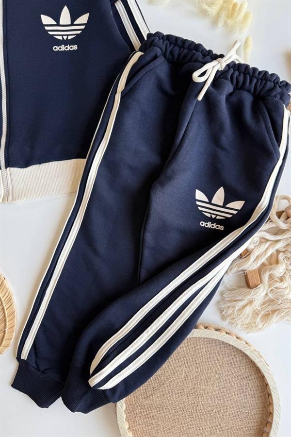 Unisex 3 İplik Fermuarlı Adids Laci Ekru Takım