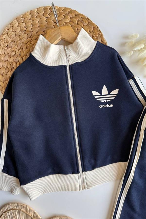 Unisex 3 İplik Fermuarlı Adids Laci Ekru Takım