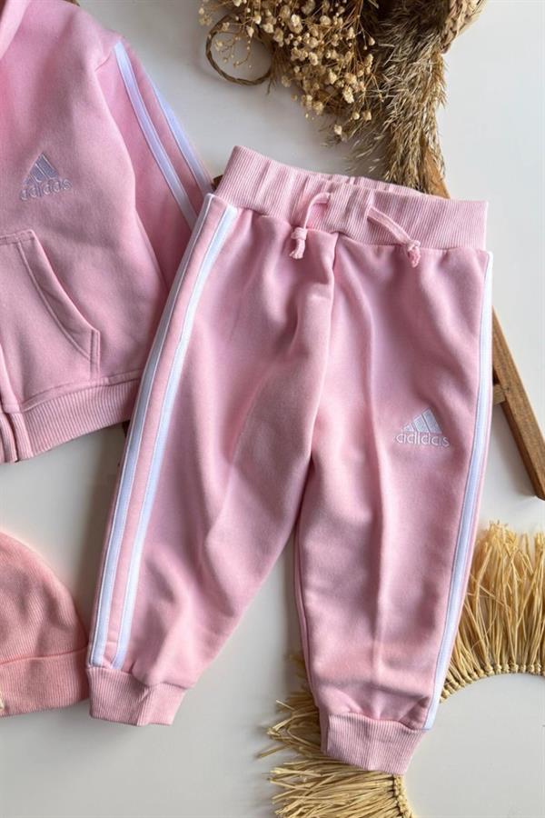 Unisex 3 İplik Fermuarlı Adids Pembe Takım