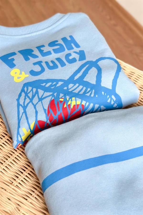 Unisex 3 İplik Fresh Mavi Çizgili Takım