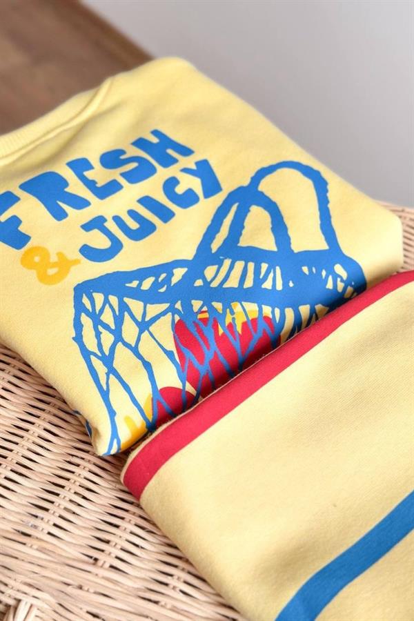 Unisex 3 İplik Fresh Sarı Çizgili Takım