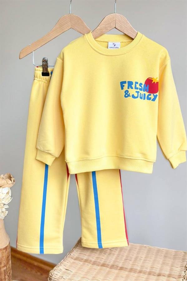 Unisex 3 İplik Fresh Sarı Çizgili Takım