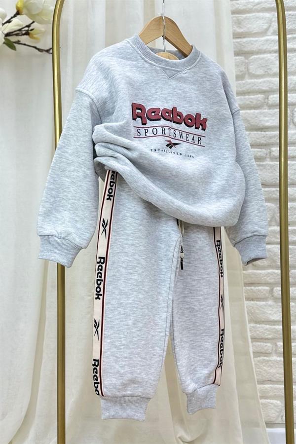 Unisex 3 İplik İnce Şardonlu Reebook Gri Takım