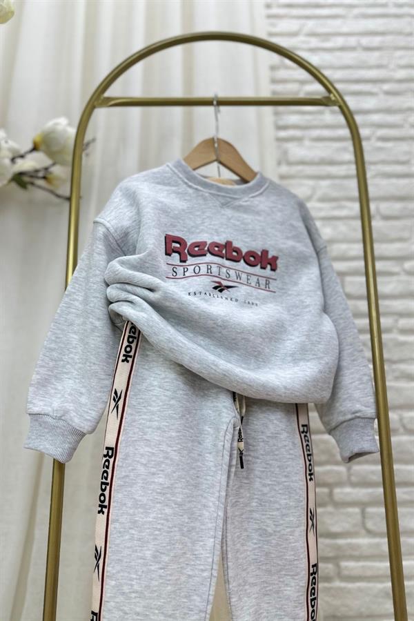 Unisex 3 İplik İnce Şardonlu Reebook Gri Takım