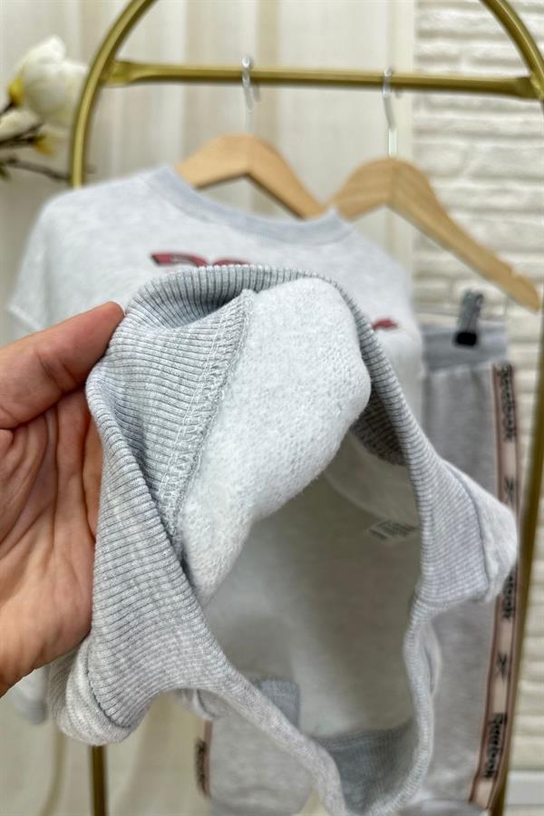 Unisex 3 İplik İnce Şardonlu Reebook Gri Takım