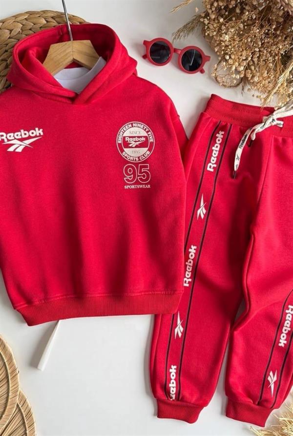 Unisex 3 İplik İnce Şardonlu Reebook Kırmızı  Takım