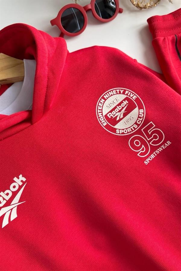 Unisex 3 İplik İnce Şardonlu Reebook Kırmızı  Takım