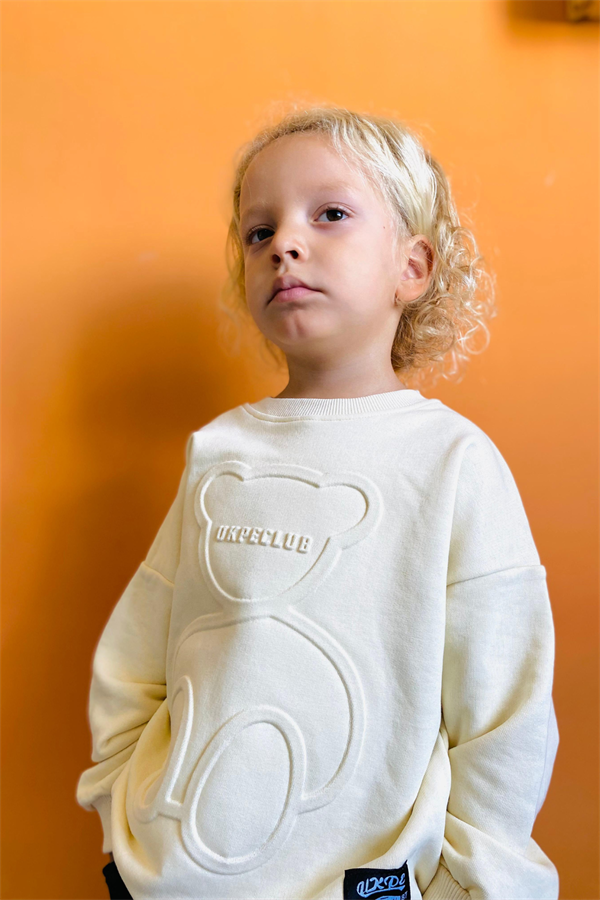 Unisex 3 İplik  Kapartma Baskı Ayıcıklı Ekru Takım