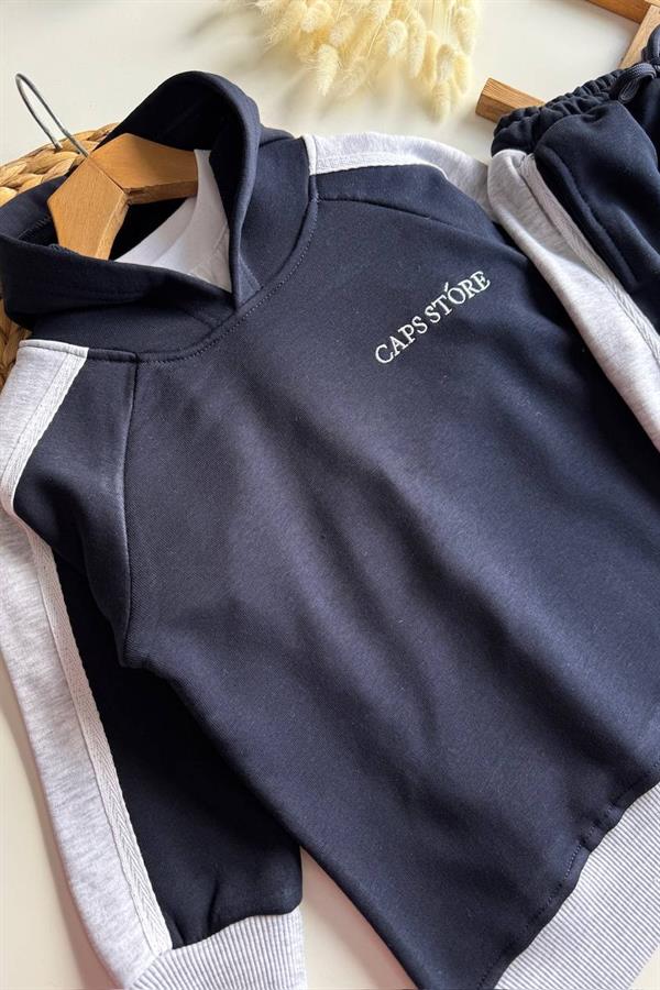 Unisex 3 İplik Kapüşonlu Laci Caps Takım