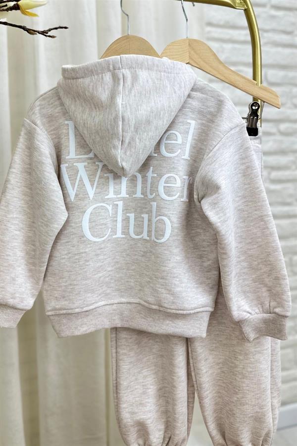 Unisex 3 İplik Kapüşonlu Laciel Bej Takım