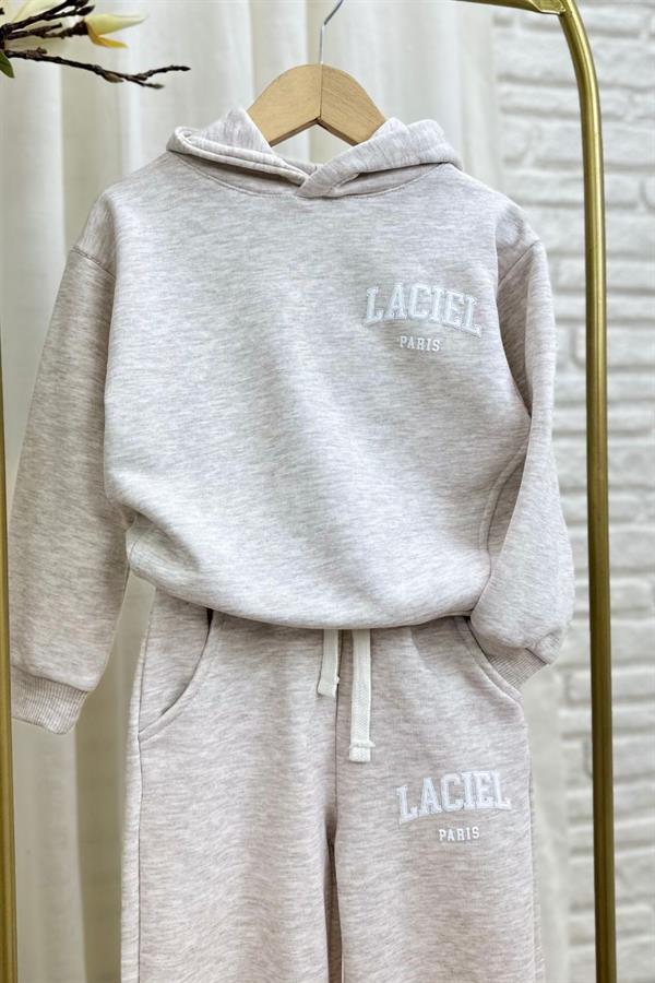 Unisex 3 İplik Kapüşonlu Laciel Bej Takım
