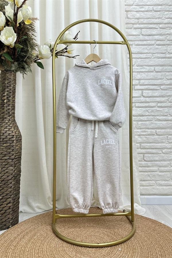 Unisex 3 İplik Kapüşonlu Laciel Bej Takım