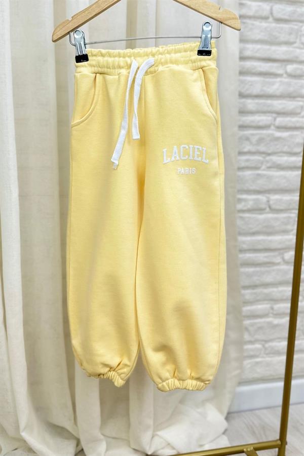 Unisex 3 İplik Kapüşonlu Laciel Fermuarlı Sarı  Takım