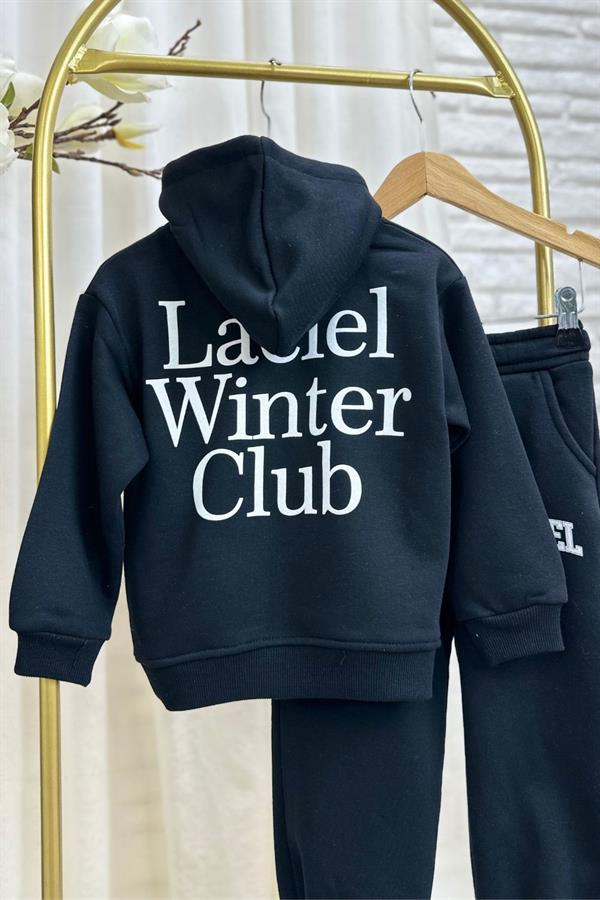 Unisex 3 İplik Kapüşonlu Laciel Siyah Takım