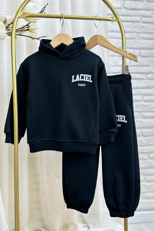 Unisex 3 İplik Kapüşonlu Laciel Siyah Takım