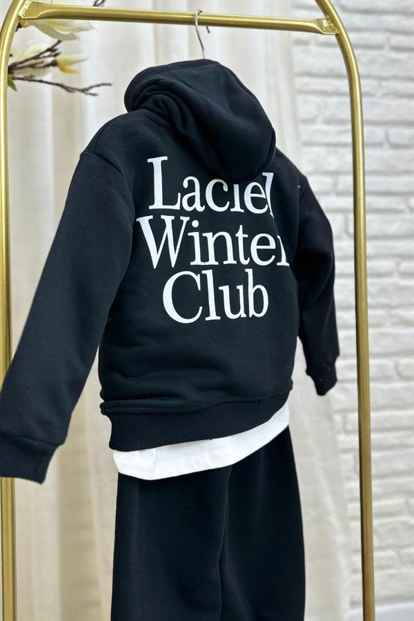 Unisex 3 İplik Kapüşonlu Laciel Siyah Takım