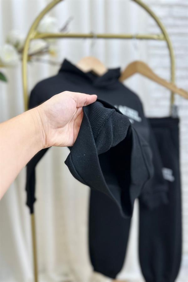 Unisex 3 İplik Kapüşonlu Laciel Siyah Takım