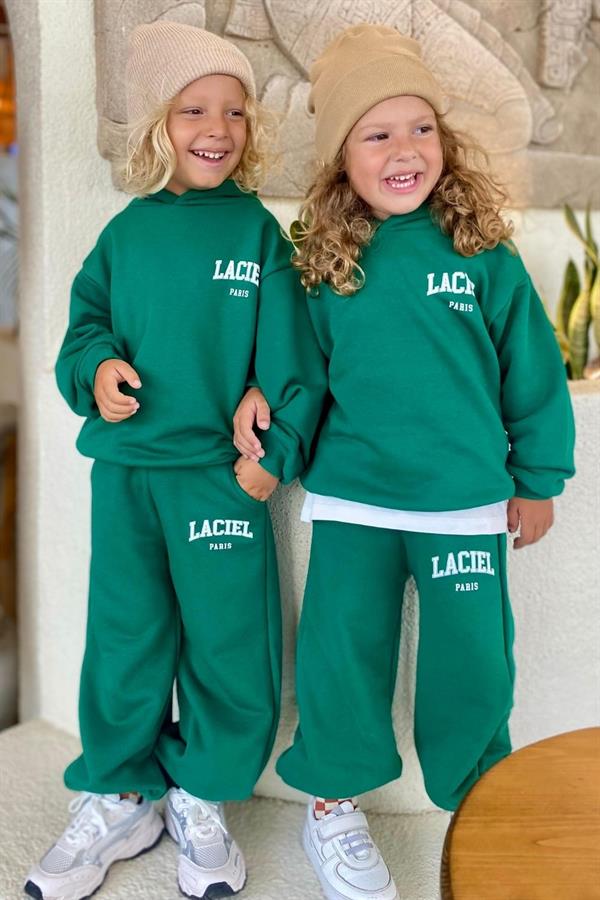 Unisex 3 İplik Kapüşonlu Laciel Yeşil Takım
