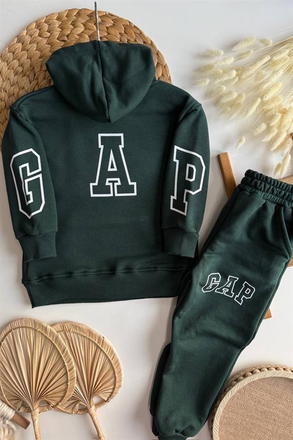 Unisex 3 İplik Kapüşonlu Yeşil Gap Takım