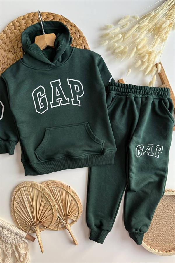 Unisex 3 İplik Kapüşonlu Yeşil Gap Takım