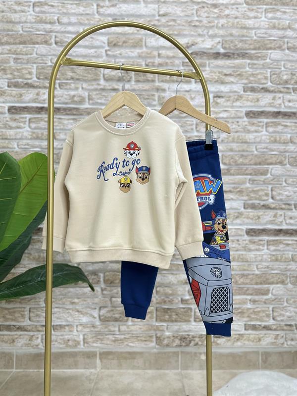 Unisex 3 İplik Krem Laci  Pawpatrol Takım