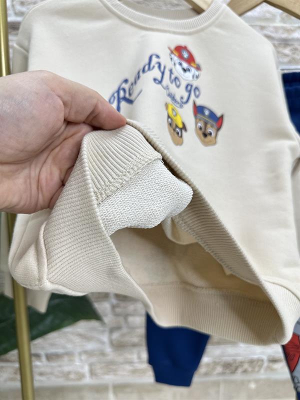 Unisex 3 İplik Krem Laci  Pawpatrol Takım