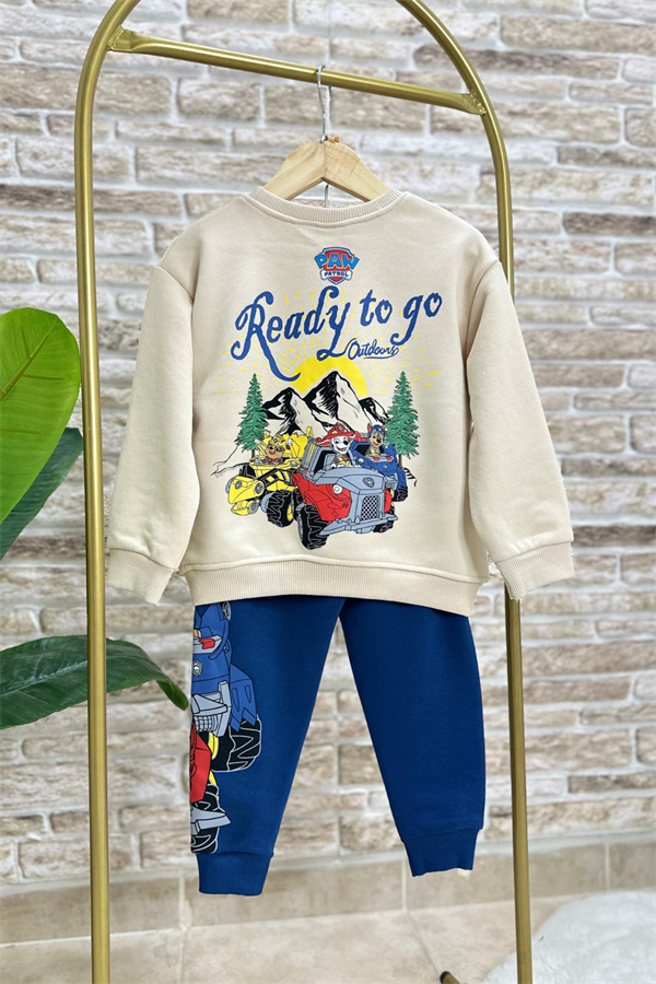 Unisex 3 İplik Krem Laci  Pawpatrol Takım