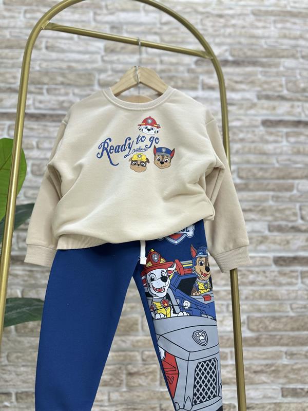 Unisex 3 İplik Krem Laci  Pawpatrol Takım