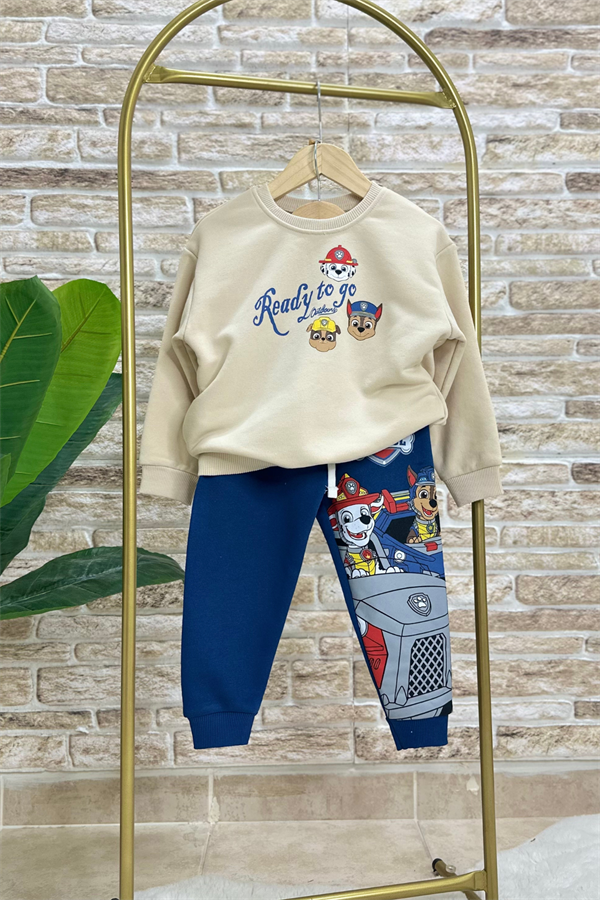 Unisex 3 İplik Krem Laci  Pawpatrol Takım