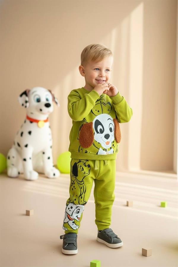 Unisex 3 İplik Kulaklı Dalmacya Yeşil Takım