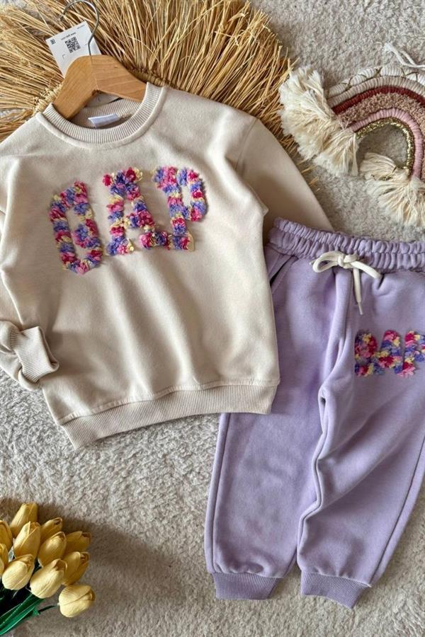 Unisex 3 İplik Lasse İşlemeli Lila Gp Takım