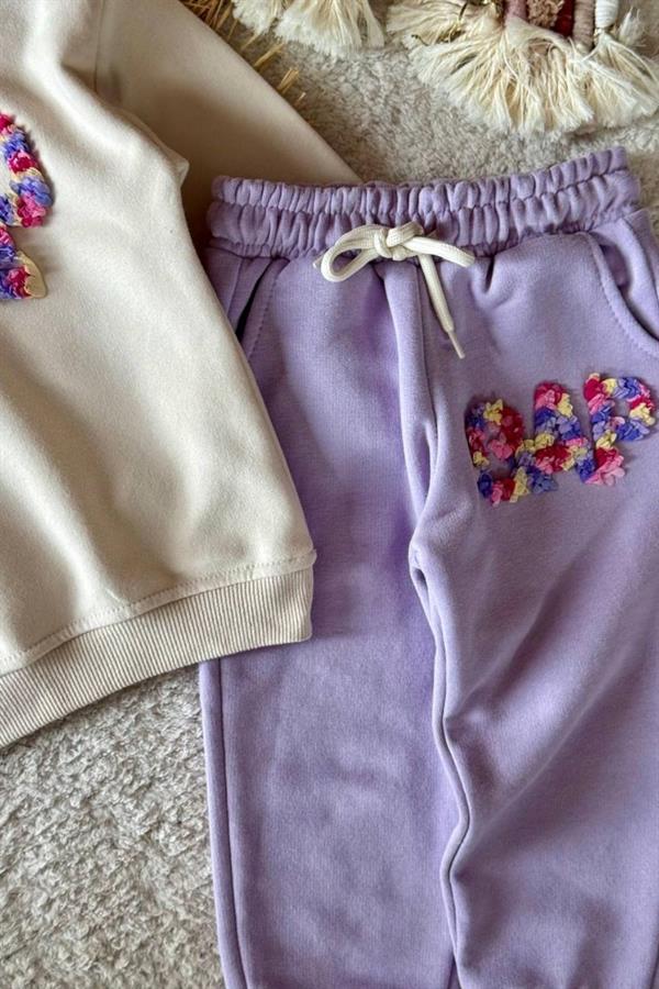 Unisex 3 İplik Lasse İşlemeli Lila Gp Takım