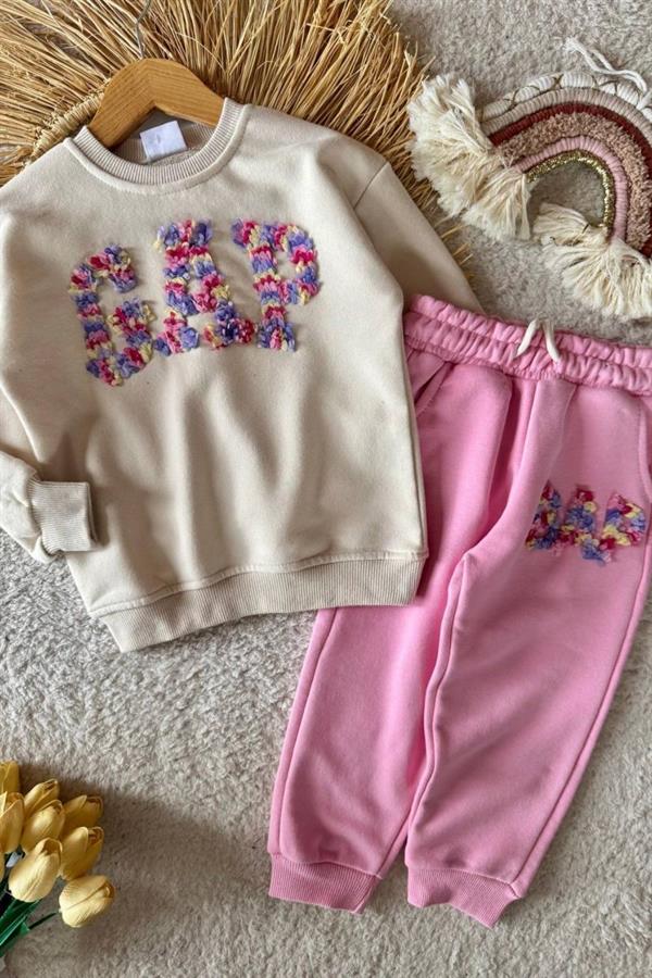 Unisex 3 İplik Lasse İşlemeli Pembe Gp Takım