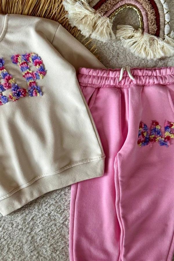 Unisex 3 İplik Lasse İşlemeli Pembe Gp Takım