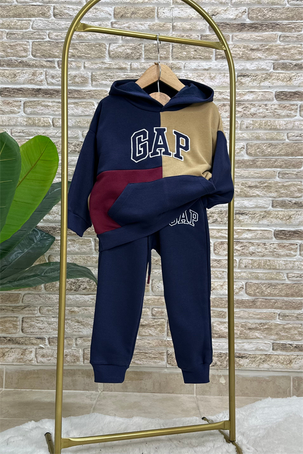 Unisex  3 İplik Parçalı Nakışlı Gap Takım