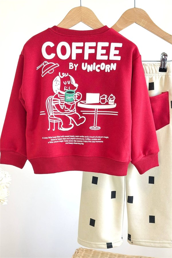 Unisex 3 İplik Peanuts Kırmızı  Takım