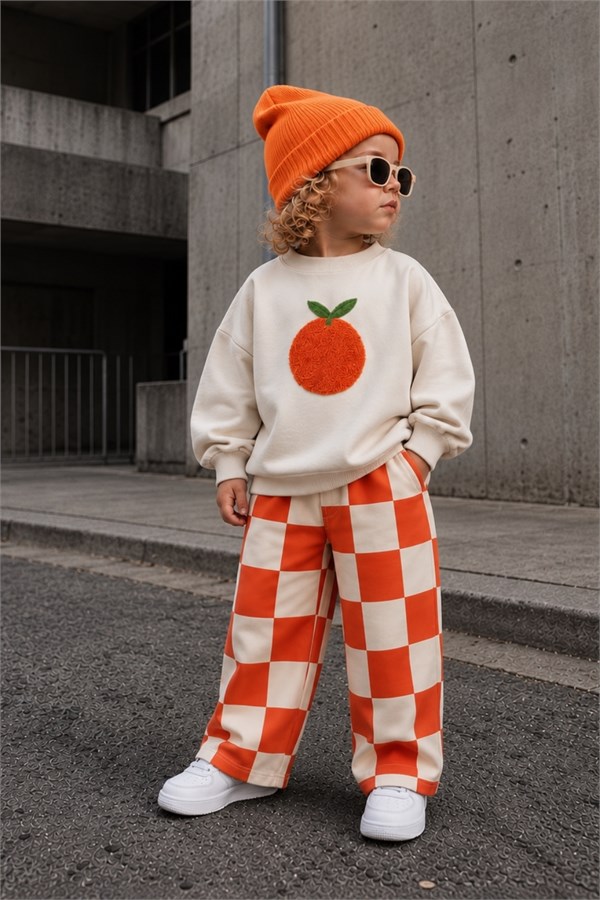 Unisex  3 İplik Portakallı Süzene Nakışlı Takım