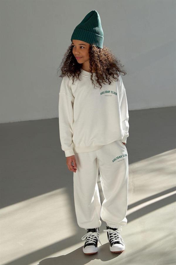 Unisex 3 İplik Soliday Beyaz Takım