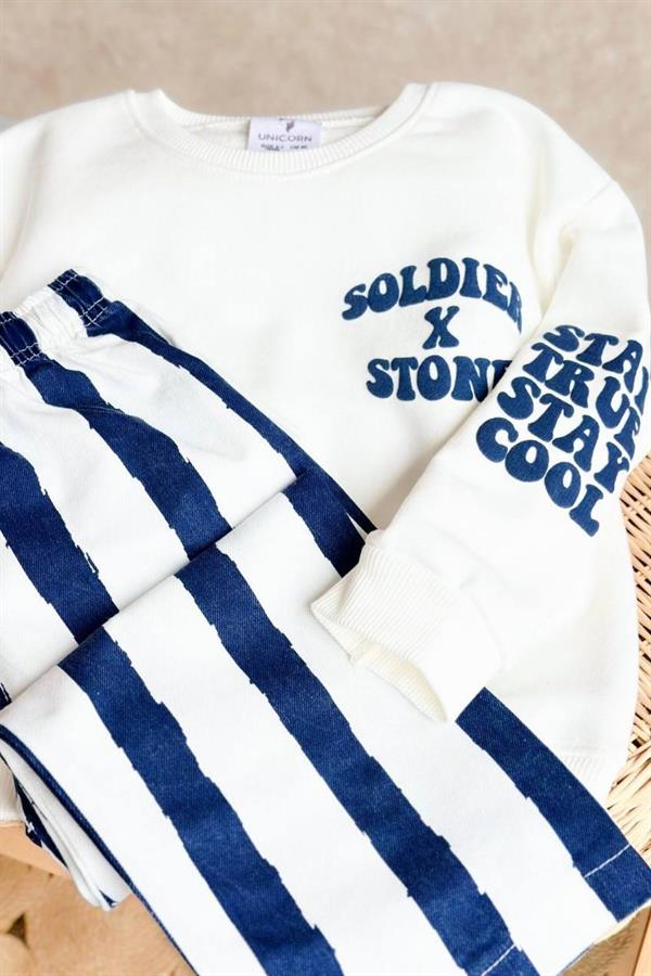 Unisex 3 İplik Stay Cool Çizgili Canvas Pantolon Takım