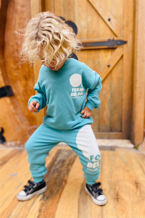 Unisex 3 İplik Turkuaz Forma Del Slogan Takım