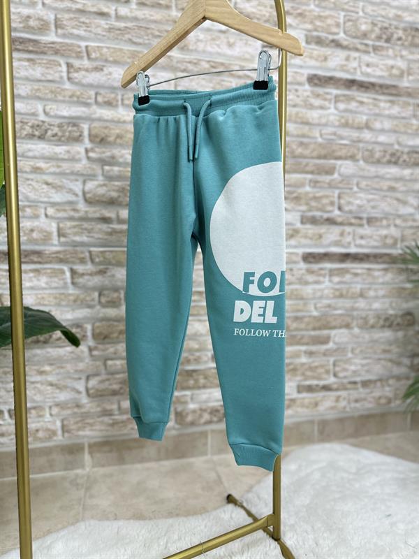 Unisex 3 İplik Turkuaz Forma Del Slogan Takım