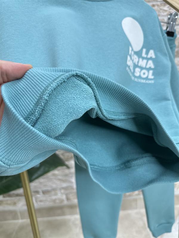 Unisex 3 İplik Turkuaz Forma Del Slogan Takım